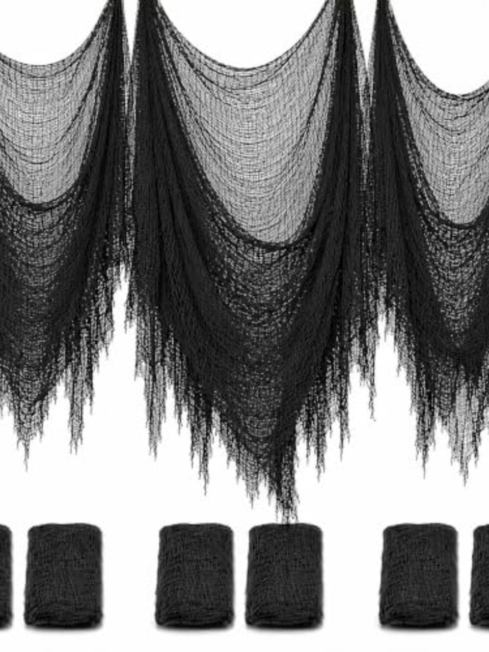 6 Pack Black Halloween Creepy Cloth, 30 x 72 Inch